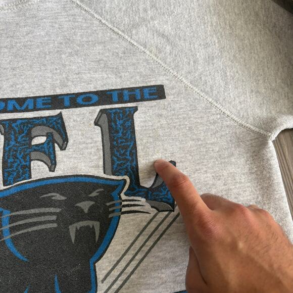 Vintage Carolina Panthers Sweatshirt Men's Size S 1995 NFL Gray - Picture 3 of 5